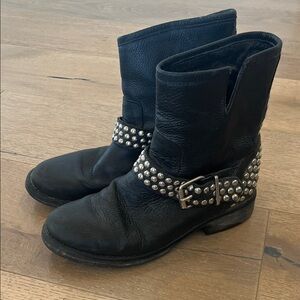 Steve Madden Black Studded Combat Moto Boots